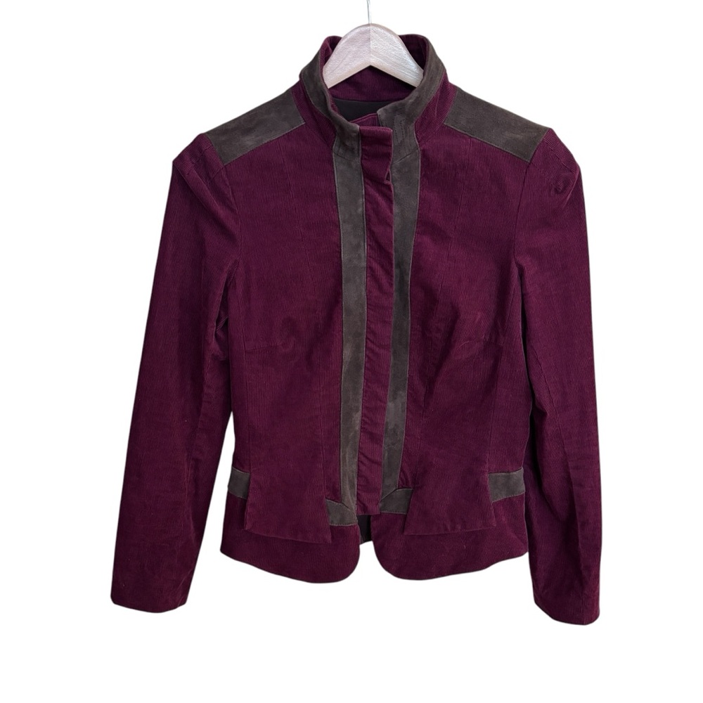 Diane von Furstenburg Women’s Maroon Corduroy Suede Button Down‎ Blazer 10